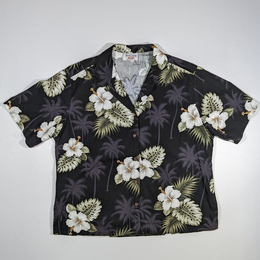 Vintage Pacific Legend Apparel Women's Hawaiian XL Floral 90s Button Up